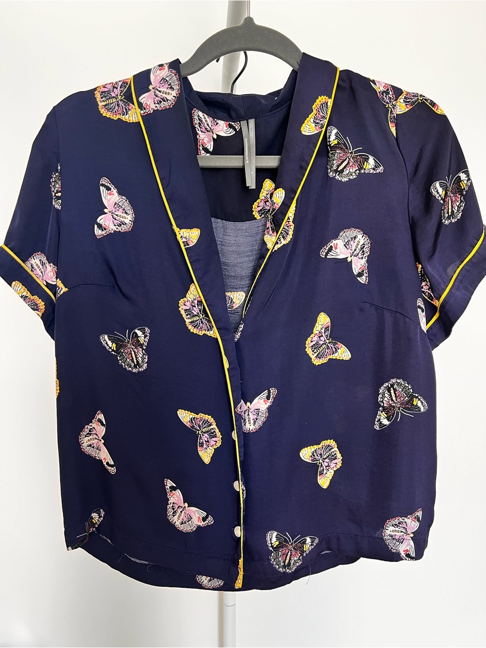 Anthropologie Navy Butterfly-Print Short Pajama Set - Picture 5 of 16